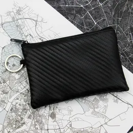 Wallets Women Men Mini Pouch Carbon Fiber PU Leather Bag Small Zipper Coin Purse Card Holder Money Key Wallet with Ring Kids Gifts L221101