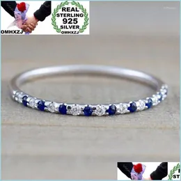 Cluster-Ringe Cluster-Ringe Großhandel Europäische Mode Frau Mädchen Party Hochzeitsgeschenk Silber Weiß Blau Rot Zirkon 925 Sterling Ring Rr Dh2Lb