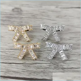 Stud Primcium Fashion Bowknot kształt kolczyki Mikro -Pave Crystal CZ dla kobiet biżuteria Dobry prezent ER1114 Drop dostawa 2022 Dhyca
