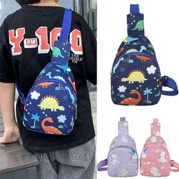 Zaini Moda Bambini Borsa a tracolla Cute Trend Borsa a tracolla Zipper Wasit Bag Cartoon Dinosaur Print Borse petto per bambini Schoolbag 221101