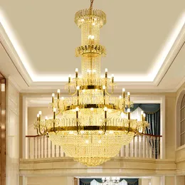 Modern Large Crystal Chandeliers American Luxury Chandelier Lights Fixture European Big Hall Lobby Parlor Staircase Droplight Villa Home Suspension Luminaire