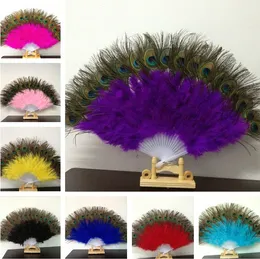 Party Favor Peacock Feather Hand Fan Dancing Bridal Party Supply Decor Chinese Style Classical Dance Fans For Partysupplies LT148