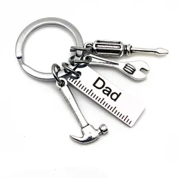 Party Favor DIY rostfritt st￥l nyckelring pappa hammare skruvmejsel skiftnyckel pappas verktyg fars dag g￥va