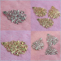 آخر 20pcs أوراق الذهب/sier filigree يلف الموصلات الموصل المعدني للحرف المعدنية لصنع المجوهر