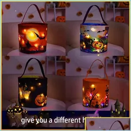 Noel Süslemeleri Yeni Cadılar Bayramı Sepet Parti Malzemeleri Parlayan Pumpkin Çanta Çocuk Taşınabilir Şeker Festivali Tote Buck de Dhn5j