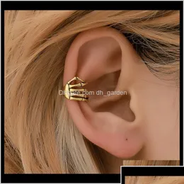 Ear Cuff Jewelry Drop Delivery 2021 Fashion Punk Style Skl Hand Spine Polsini Clip in oro per le donne Orecchini senza piercing Ottrb