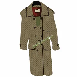 LuxuryFashion Design New Top Quality Original Premium Giacca da donna Lettera Jacquard Trench Coat Cappotto lungo da tasca con cintura retrò