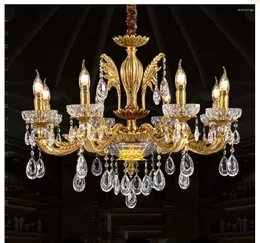 Żyrandole w stylu francuskim miedziany żyrandol luksusowy antyczny złoty D68CM H51CM 6L K9 Kryształy 110-240V Home Decora Lights