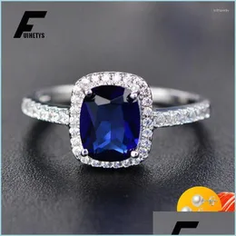 Кластерные кольца кластерные кольца модное кольцо 925 Sier Jewelry Rec Sapphire Zircon Gemstones Finger For Women Wedding Wedgance Warter Dr Dhhup