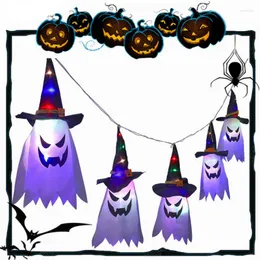 Strings Halloween LED Flashing Light Ghost Decorations For Home Glowing Wizard Hat Lamp Horror Party Supplies Kids Gift