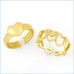 Ringos de cluster An￩is de cluster Gold Polished Love Heart For Women Please Open Hollo