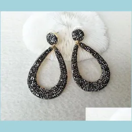 Saplama El yapımı moda su damlası küpeler döşeli rhinestone kristal cazibesi sarkma kadınlar için mücevher bulma er456 teslimat 2022 dhkbo