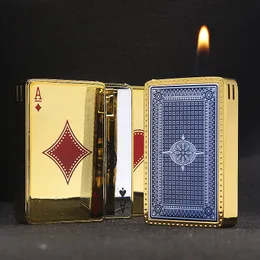 Metall Spielkarten Jet Feuerzeug Ungewöhnliche Taschenlampe Turbo Butan Gas Feuerzeuge Kreative Winddicht Outdoor Feuerzeug Lustige Spielzeuge Für Männer