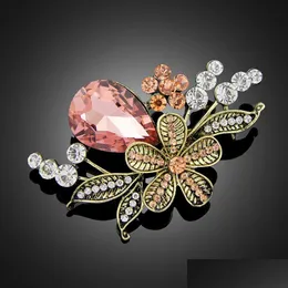 Pinki broszki duże vintage Colorf Crystal Flower Pins Pins na ślubne przyjęcie ślubne Bukiet DIY Akcesoria AE103 DEL DHTIY