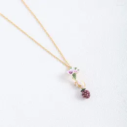 Pendant Necklaces European And American Jewelry Fashion Personality Hand-painted Enamel Glaze Cute Playful Vole Blackberry Flower Necklace