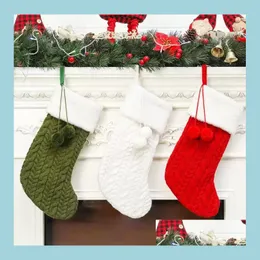 Weihnachtsdekorationen Stricken Wolle Weihnachtsstrumpf Weihnachtsbaum Ornament Santa Candy Geschenktüte Gestrickte Socken Prop Party Anhänger Deco Dhnkl