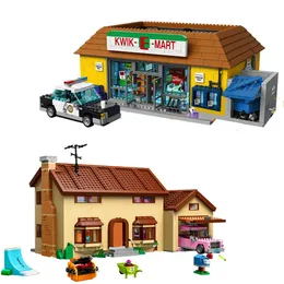 Bloqueia a nova série de filmes The Simpson Kwik-e-Mart House Model Streetview Building 71006 71016 Blocks Bricks Toys Kid Aniversário T2221028