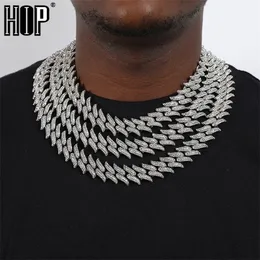 Chains Hip Hop 19MM Bling AAA Iced Out Alloy Rhinestones 3Row Thorns Cuban Link Chain Bracelet Necklace For Men Jewelry 221031