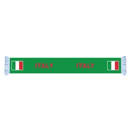 Italy Flag Scarf Factory Supply Quality Polyester World Country Satin Scarf Nation Football Games Fans Scarfs With White Color Tassel