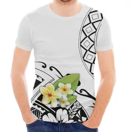 Herr t-skjortor f￤rskt blommigt tryck samoan stil hatl￶s rund hals kort hylsa t-shirt f￶r b￥de m￤n och kvinnor ￤r den senaste modetrenden
