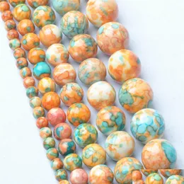 Türkis 8 mm natürliches gelbblaues Regenbogensteine runde Abstandshalter lose Perlen für Halskettenarmband -Zauberschmuck 4mm 6 mm 10 mm 12 mm Dro dhbqh