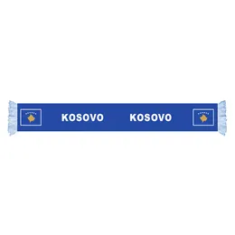 Kosovo Flag Scarf Factory Supply Quality Polyester World Country Satin Scarf Nation Football Games Fans Scarfs With White Color Tassel