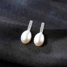 Utsökt Micro Set Zircon Freshwater Pearl Stud örhängen Kvinnor Jycken Korean Fashion Temperament Lady S925 Silver Needle Earrings Accessory Gift
