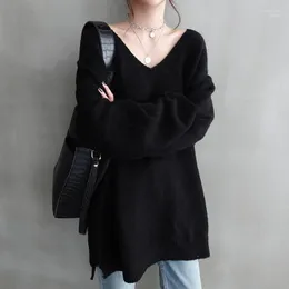 Maglioni da donna Allentato oversize da donna Plus Size Maglione pullover lavorato a maglia con scollo a V 2022 Autunno Inverno Harajuku Kpop Donna coreana