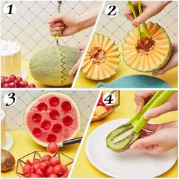 3 In 1 Watermelon Slicer Cutter Kitchen Knives Scoop Fruit Carving Knife Cutters Fruits Platter Fruit Dig Pulp Separator Gadgets Accesies0B9B