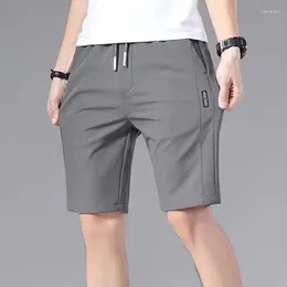 Herr shorts 2022 zomer heren sport effen kleur rak patroon losse soort elastische taille trekkoord casual jogging broek