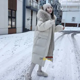 LuxuryWomen Doppelseitige Lange Daunenjacke Winter Rollkragen Weiße Ente Daunenmantel Warme Parkas Schnee Outwear