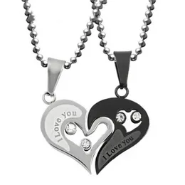 I Love You Heart Pendent 목걸이 18k Silver Plated 2 in 1 Crystal Couple Lovers 목걸이 거리 회전 목걸이 멋진 보석 발렌타인 데이 선물 2pcs/set