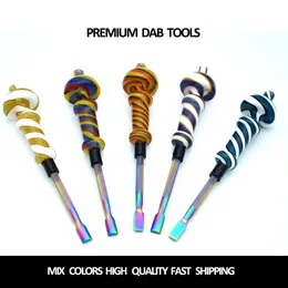 Unique glass dab tool smoking accessories 6 inch wig wag bubble head stainless steel dabber tools