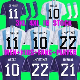 Fani Wersja 2022 2023 Koszulki piłkarskie Argentyny 22 23 Messis Allister Dybala di Maria Martinez de Paul Maradona Kit Kit Kit Men Men Men Football Shirt