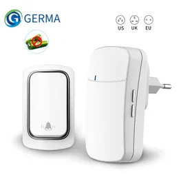 Smart Devices Germa Wireless Doorbell Inget batteri krävs vattentät självdriven dörrklocka sätter hem utomhus kinetisk ring chime 221101