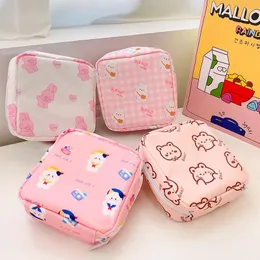 Cosmetic Bags Cute Bear Large Capacity Sanitary Napkin Storage Girls Cartoon Physiological Period Tampon Organiser Bag Mini Makeup