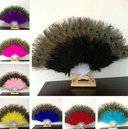 Party Favor Peacock Feather Hand Fan Dancing Bridal Party Supply Decor Chinese Style Classical Dance Fans For Partysupplies LT148