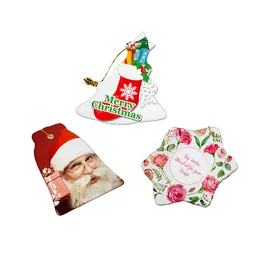 Sublimazione Blanks Ornamento di Natale Decorazioni da appendere in ceramica Ciondolo per albero di Natale Nuovo design Può modello fai-da-te ben imballato DH74