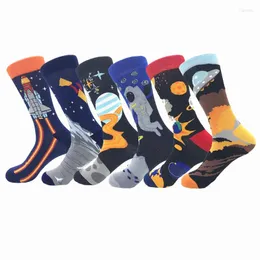 Men's Socks 1 Pair Male Tide Brand Men Cotton Starry Sky Autumn Winter Style Long Wedding Sock Men's Knee High Business Man Sox