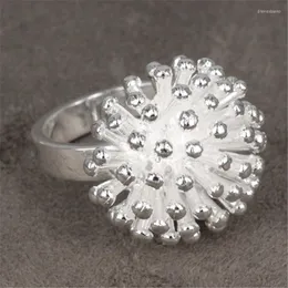 Br￶llopsringar Pure 925 Silver For Women Fire Flower Finger Ring Size 6/7/8/9# Band Fashion Jewelry Accessories Wholesale Bijoux