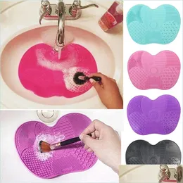 メイクアップツールキットSile Brush Cleaner Cosmetics Makeup Tool Kits Washing Gel Cleaning Mat Foundation Make Up BrushesクリーナーパッドSCRU DHPX8