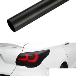 Car Stickers 30Cm Matte Smoke Car Stickers Light Film Black Tint Headlight Taillight Fog Vinyl Rear Lamp Tinting Mobiles Drop Delive Dhw1R