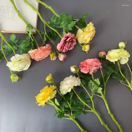 Fiori Decorativi 6 Pz Ramo Corto 2 Teste Rose Tea Artificiali Per La Decorazione Domestica Bouquet Da Sposa Di Loto Finto