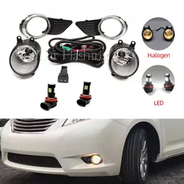 1 Set Front LED Fog Lights Fog Lamp för Toyota Sienna 2010 2011 2012 2013 2014 2015 2016 2017 Chrome Trim with Harness Wiring Cover Grille