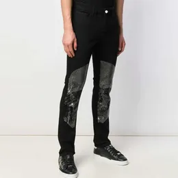 Mäns jeans y2k mäns rippade stretchiga svarta jeans mager smala fit het borr punk streetwear cyklistbyxor man rhinestone denim penna byxor t221102