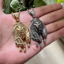 Pendant Necklaces Hip Hop Rock Titanium Stainless Steel Scarf Lion Pendants Necklace For Men Punk Jewelry Gift Gold Silver Color