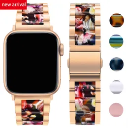 Cinturino in metallo di resina di lusso per Apple Watch Series Ultra 8 SE 7 6 5 4 3 Cinturini Bracciale Cinturini Iwatch 41mm 45mm 40mm 44mm 38mm 42mm 49mm Braccialetti Accessori