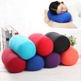 Pillow 1PC Creative Microbead Back Solid Color Travel Foam Particle Cylindrical Office Neck Support Headrest