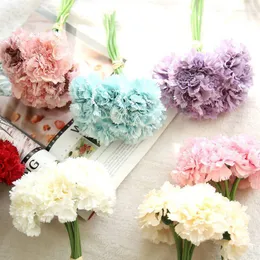 Декоративные цветы 1bundle 6heads Artificial Carnation Flower Букет DIY Свадебный свадеб с рождественски