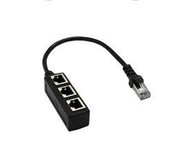 RJ45 Ethernet splitterkabel 1 hane till 3 kvinnliga LAN för CAT5 Ethernet Socket Connector Adapter